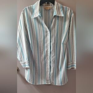 Notations Multicolor Striped Stretch Button Up Blouse. Sz 1X